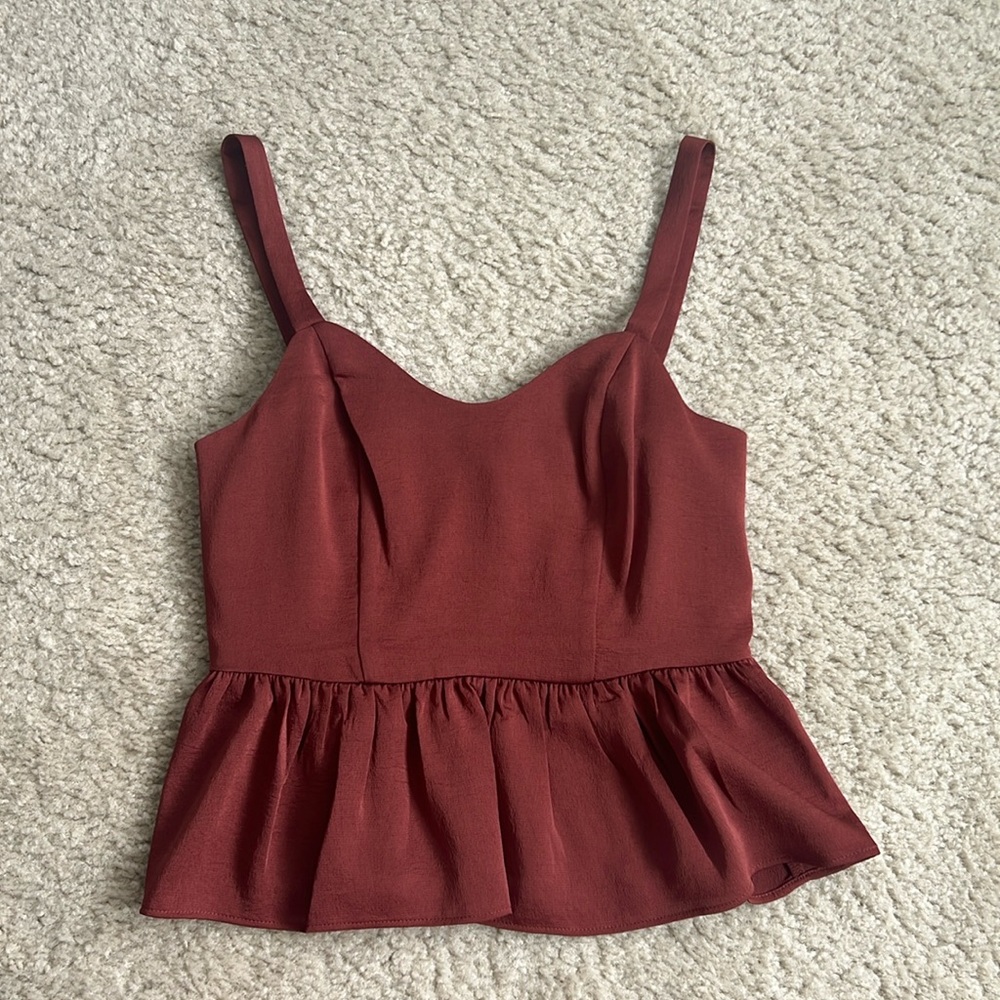 Express Rust Peplum Tank - XS